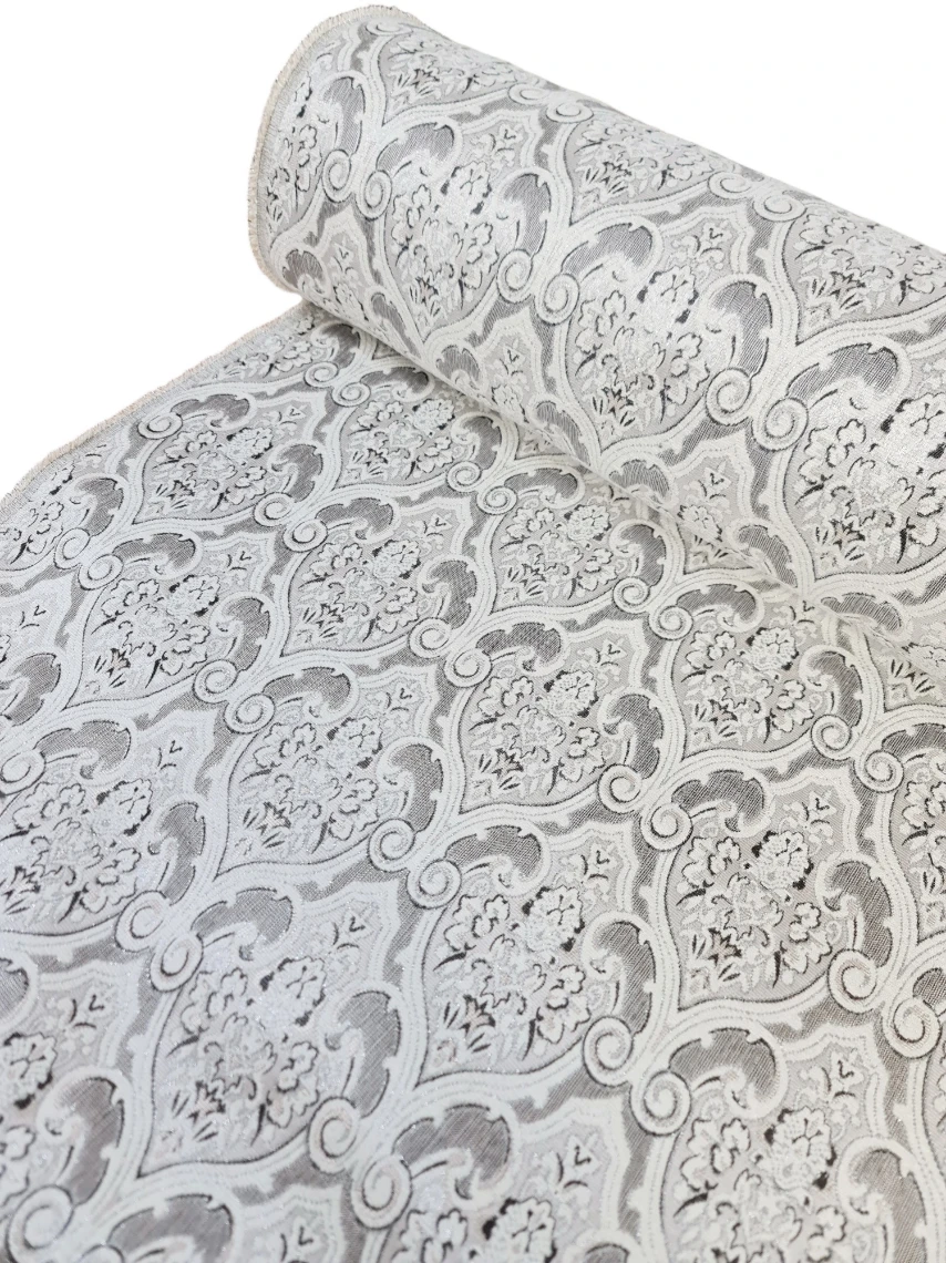 Material stofa pentru tapiterie plusata model barok ivoire